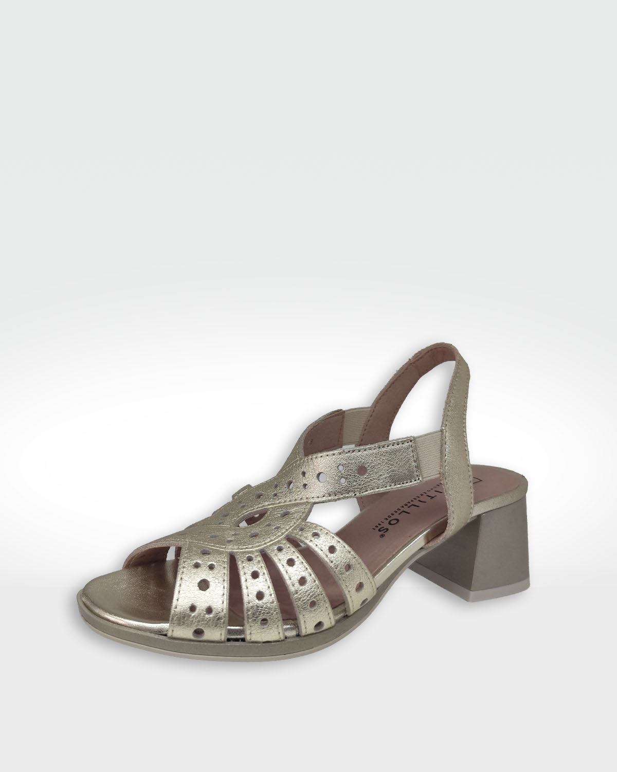 SANDALIA MUJER TACÓN ORO