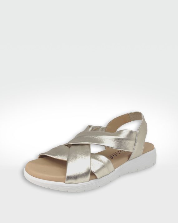 SANDALIA TUBULAR CRUZADA MUJER ORO