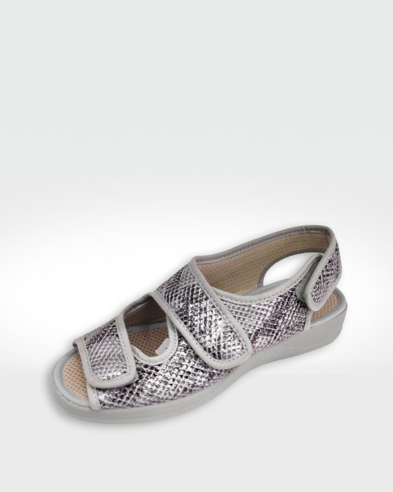 SANDALIA SERPIENTE VELCRO MUJER GRIS