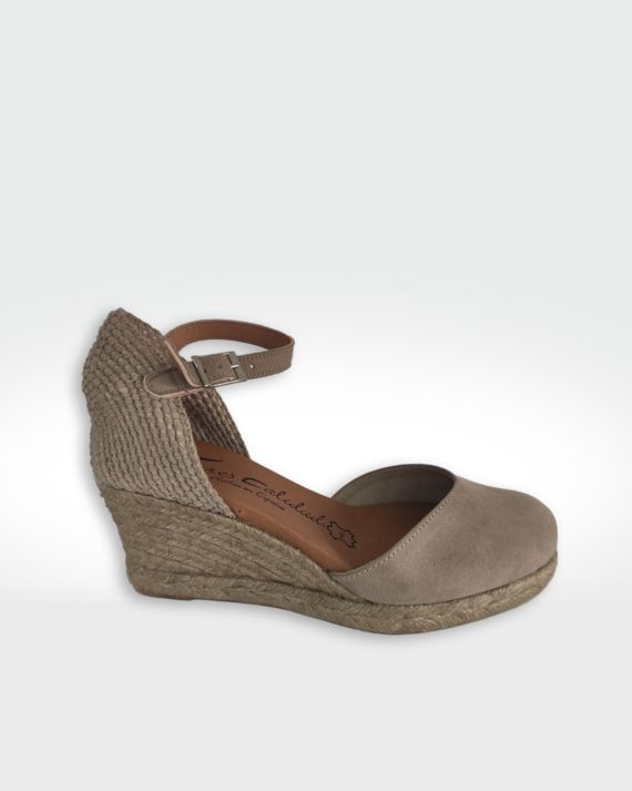 VALENCIANA MUJER CUÑA YUTE ANTE PIEL TAUPE