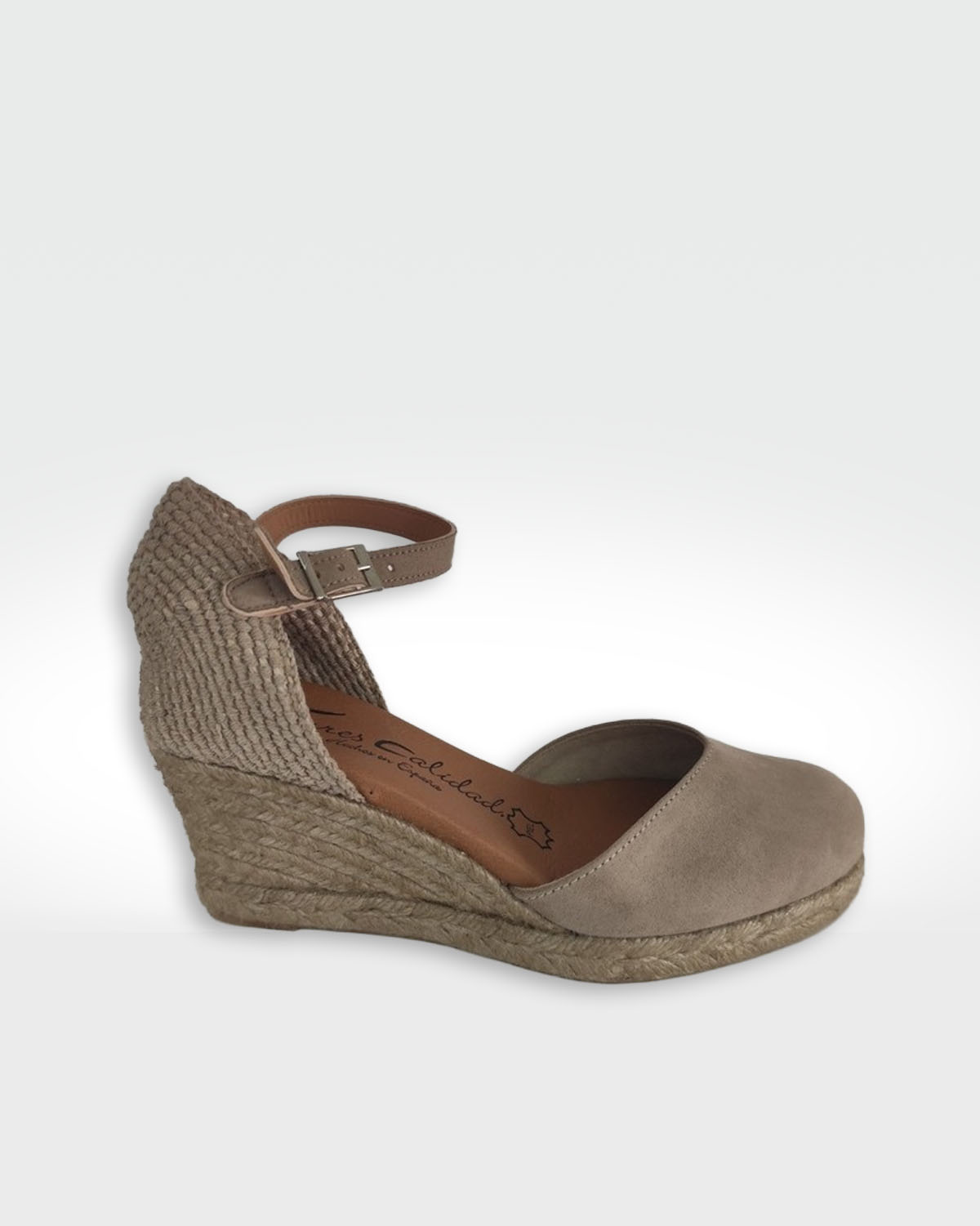 VALENCIANA MUJER CUÑA YUTE ANTE PIEL TAUPE