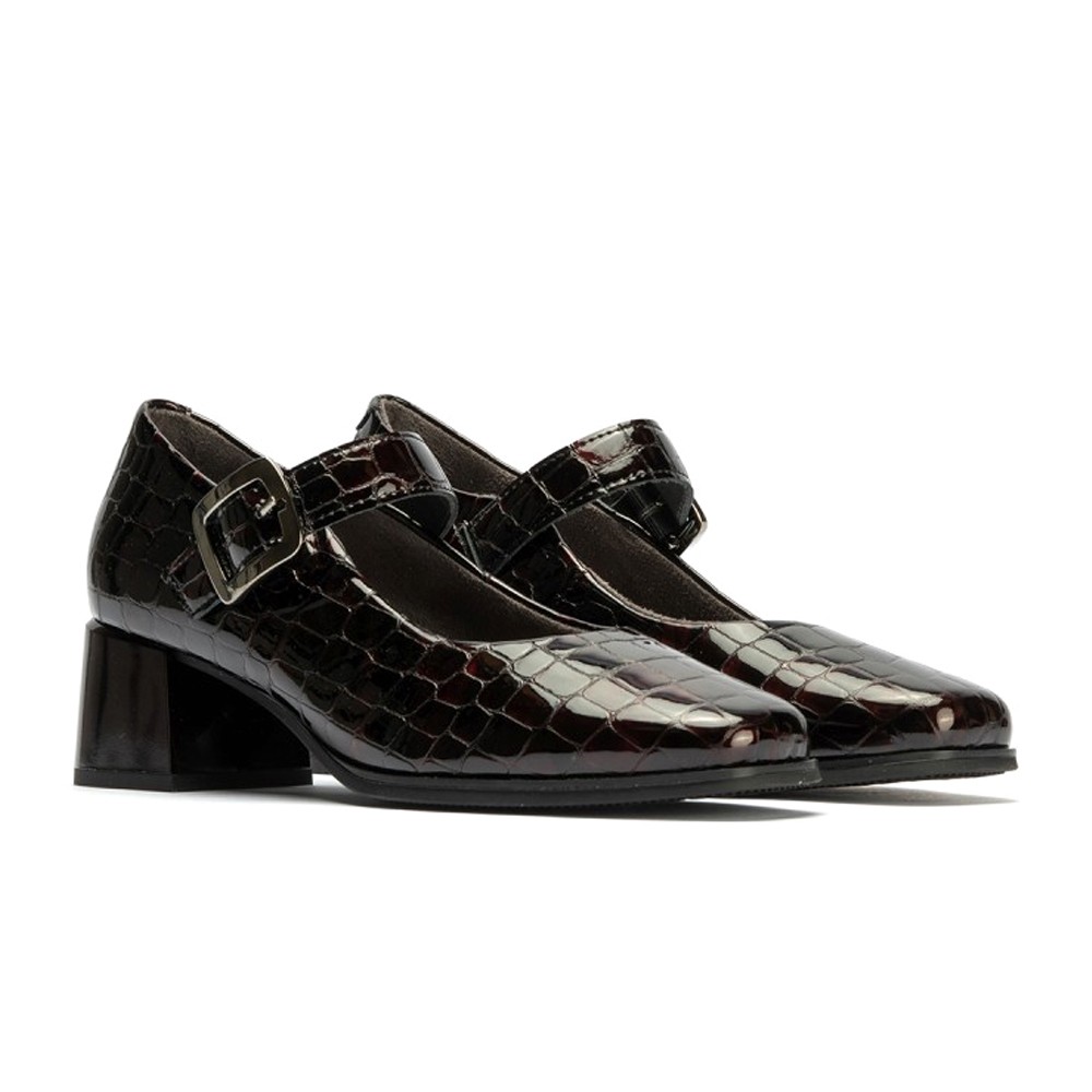 ZAPATO MUJER ESCAMA TACÓN BURDEOS - Imagen 2