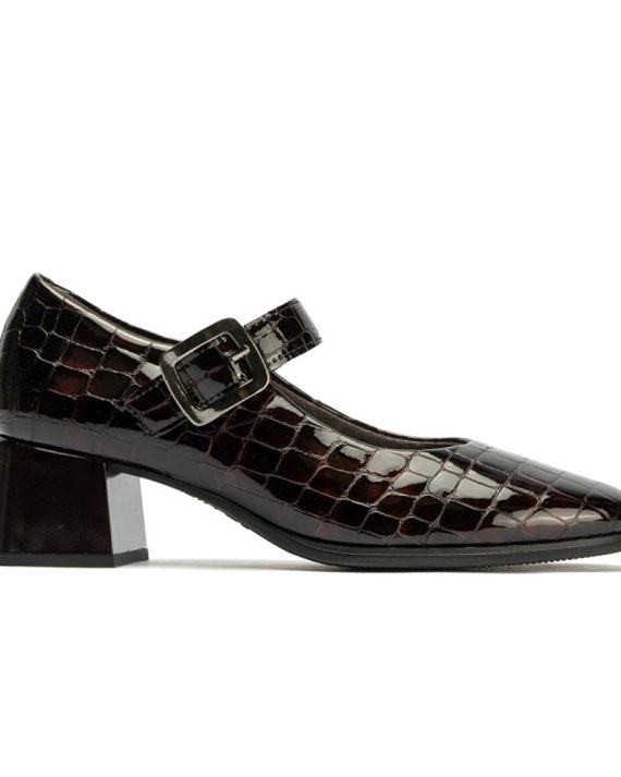 ZAPATO MUJER ESCAMA TACÓN BURDEOS