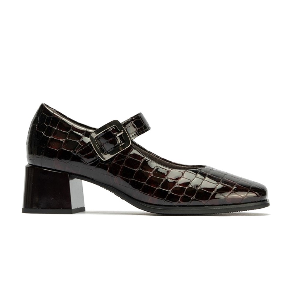 ZAPATO MUJER ESCAMA TACÓN BURDEOS