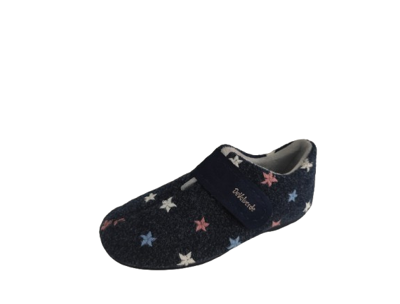 ZAPATILLA MUJER CASA VELCRO ESTRELLAS MARINO