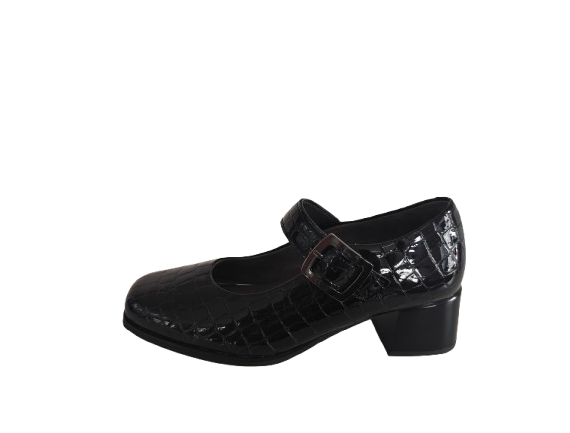 ZAPATO MUJER ESCAMAS TACÓN NEGRO