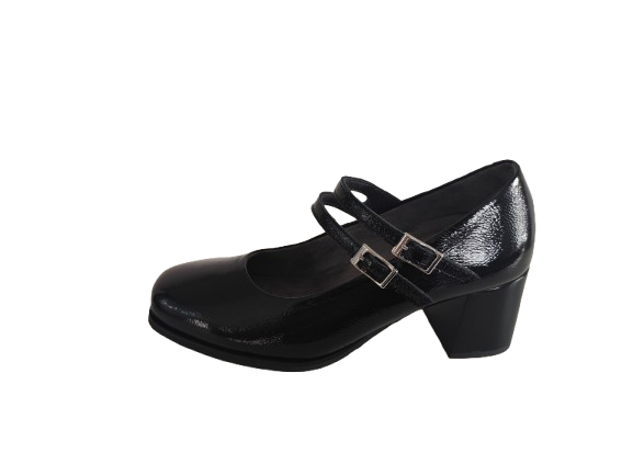 MERCEDES MUJER CHAROL TACÓN ALTO NEGRO - Imagen 2