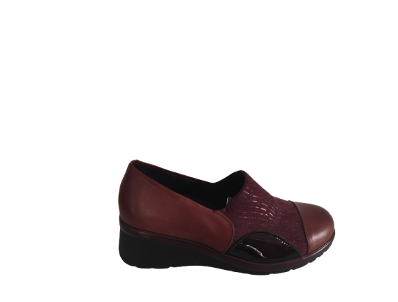 ZAPATO MUJER ABOTINADO LYCRA BURDEOS