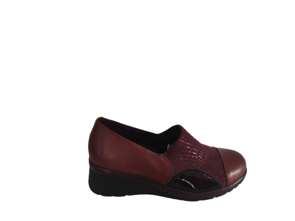 ZAPATO MUJER ABOTINADO LYCRA BURDEOS