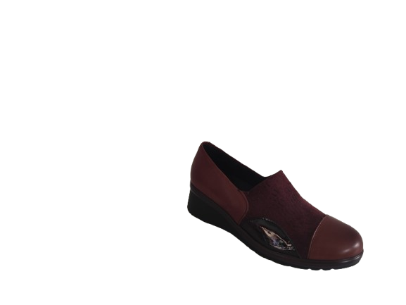 ZAPATO MUJER ABOTINADO LYCRA BURDEOS - Imagen 2