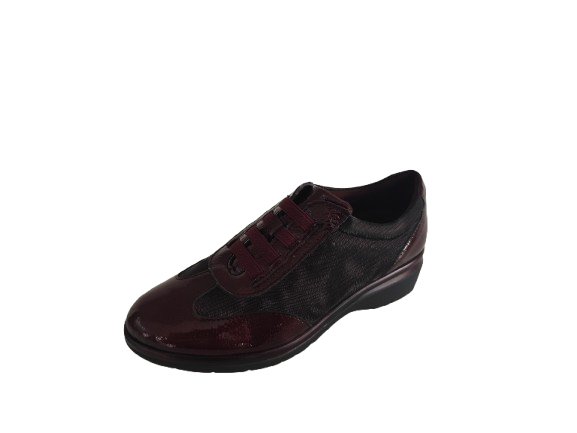 ZAPATOS SPORT MUJER CORDONES ELASTICOS BURDEOS - Imagen 2