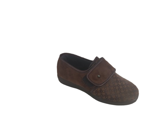 ZAPATILLA CASA MUJER VELCRO MARRON