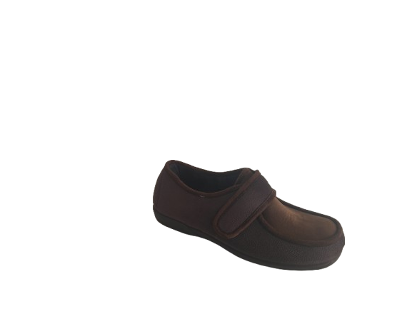 ZAPATILLA CASA HOMBRE VELCRO MARRÓN