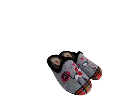 ZAPATILLA CASA MUJER PERRO GRIS/ NEGRO