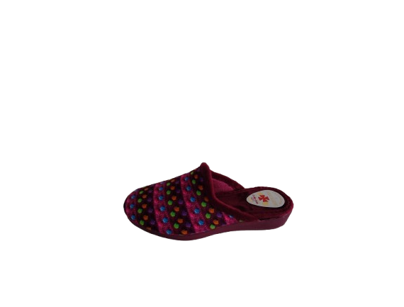 ZAPATILLA CASA MUJER TOPOS BURDEOS
