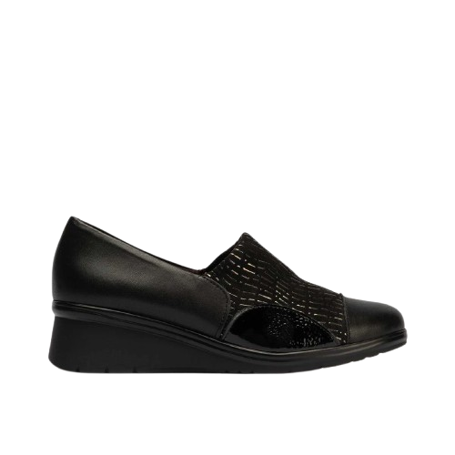 ZAPATO MUJER ABOTINADO LYCRA NEGRO
