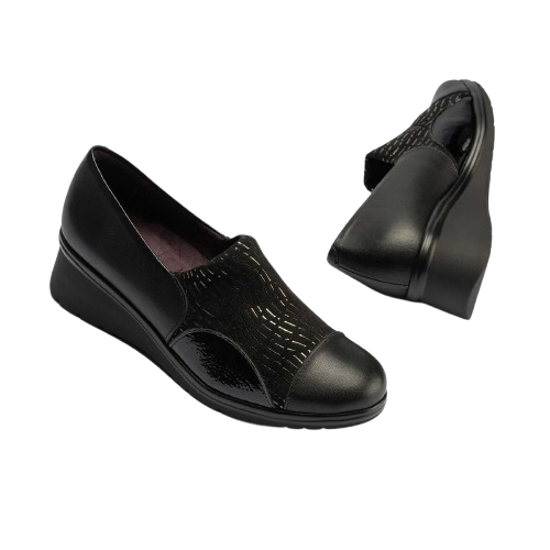 ZAPATO MUJER ABOTINADO LYCRA NEGRO - Imagen 2