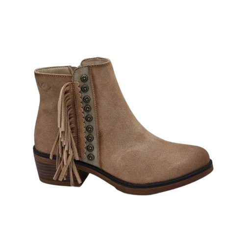 BOTIN MUJER FLECOS TACÓN BAJO BEIG