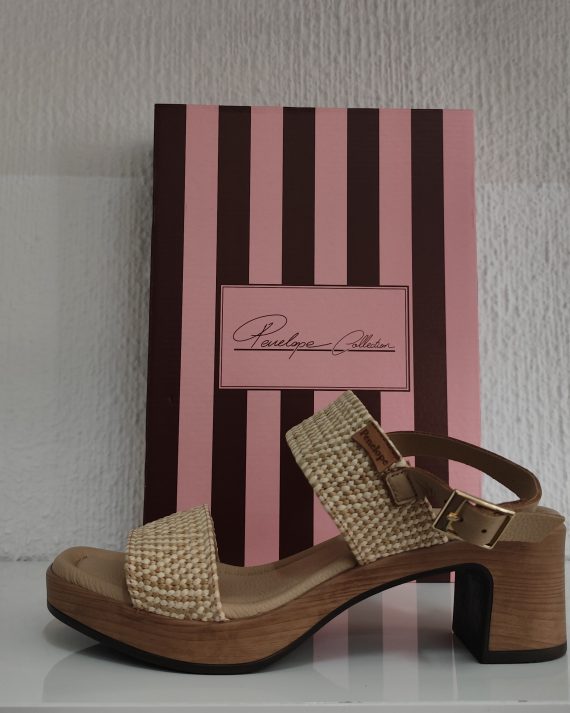 SANDALIA RAFIA TACON BAJO 6501 BEIG/CRUDO