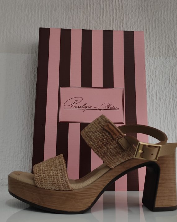 SANDALIA RAFIA TACON ALTO 6336 AVELLANA
