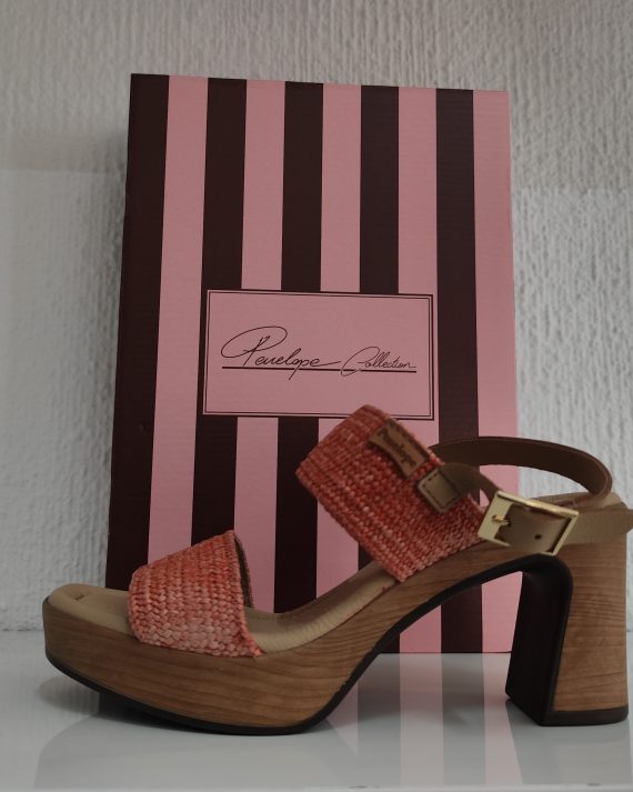 SANDALIA RAFIA TACON ALTO 6336 CARMIN
