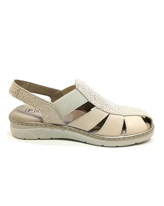 SANDALIA PLANA ELASTICOS CREMA 11003
