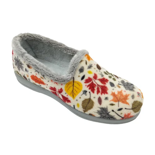 ZAPATILLA CERRADA SEÑORA HOJAS GRIS 1210