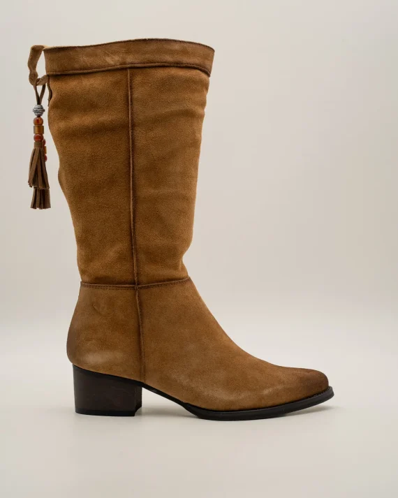 BOTA SEÑORA MEDIA CAÑA TACON BAJO TAUPE 26E865