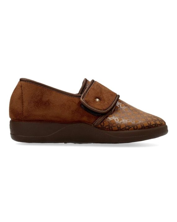 ZAPATILLA VELCRO SEÑORA CADENAS MARRÓN 1109